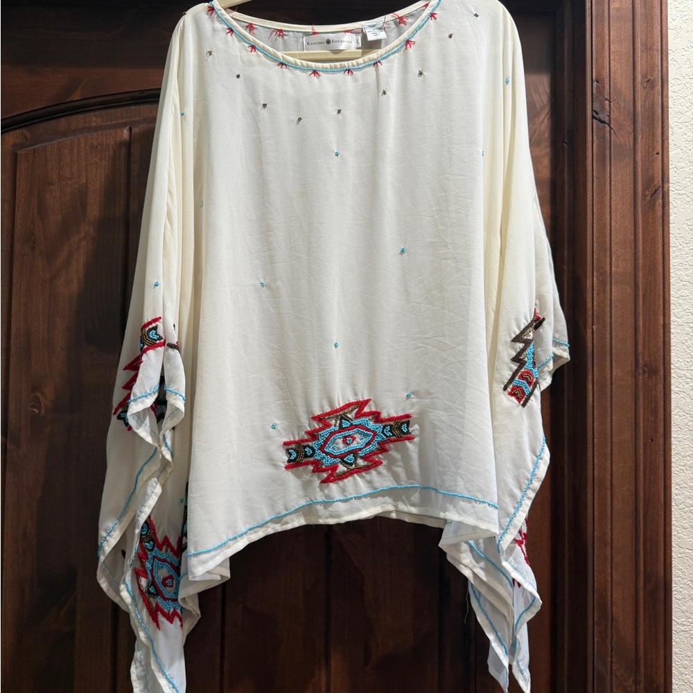 Rancho Estancia Beaded Poncho Top